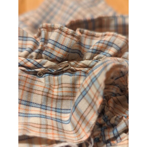 Polly Flinders Dress Girls 6 Tan Blue Plaid Hand Smocked Long Sleeve Vintage - Picture 9 of 9